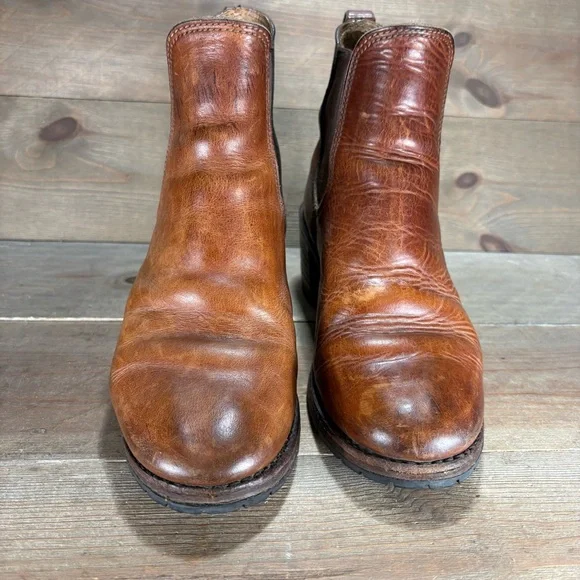 frye sabrina womens size 9 shoes brown leather slip on heel ankle chelsea boots - Picture 5 of 9